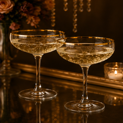 Gold Rim Champagne Coupes